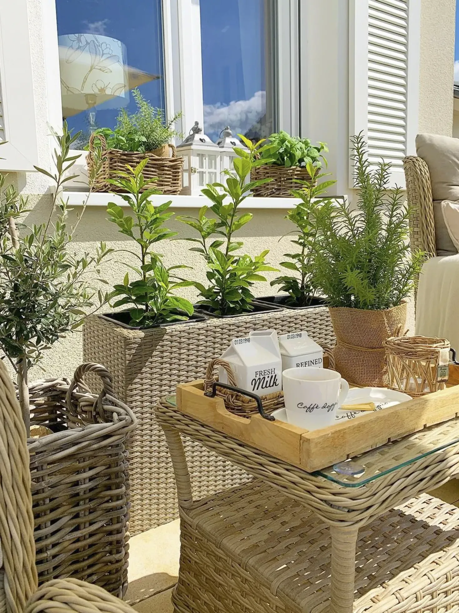 Set salotto da giardino con tavolo e pouf 2 posti PONZA Rattan sintetico (PE) Beige