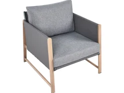 Set salotto da giardino con tavolo e pouf 5 posti NOLA Metallo Grigio