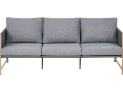 Set salotto da giardino con tavolo e pouf 5 posti NOLA Metallo Grigio