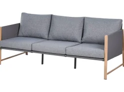 Set salotto da giardino con tavolo e pouf 5 posti NOLA Metallo Grigio