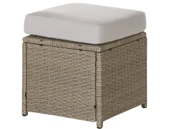 Set salotto da giardino con tavolo e pouf 5 posti FONTI con cuscini Rattan sintetico (PE) Tortora