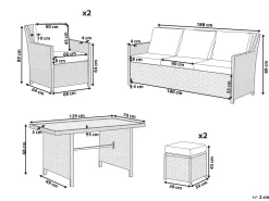 Set salotto da giardino con tavolo e pouf 5 posti FONTI con cuscini Rattan sintetico (PE) Tortora