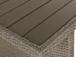 Set salotto da giardino con tavolo e pouf 5 posti FONTI con cuscini Rattan sintetico (PE) Tortora