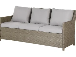 Set salotto da giardino con tavolo e pouf 5 posti FONTI con cuscini Rattan sintetico (PE) Tortora