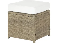 Set salotto da giardino con tavolo e pouf 5 posti FONTI con cuscini Rattan sintetico (PE) Marrone