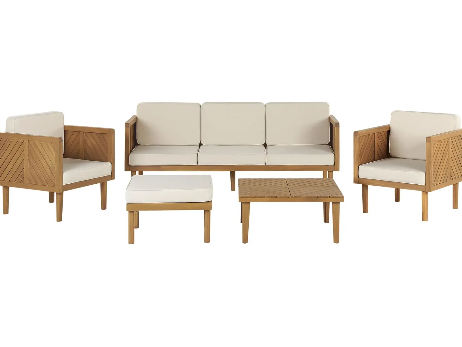 Set salotto da giardino con tavolo e pouf 5 posti BARATTI Legno d'acacia Marrone