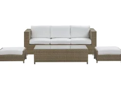 Set salotto da giardino con tavolo e pouf 5 posti BELLUNO Rattan sintetico (PE) Bianco