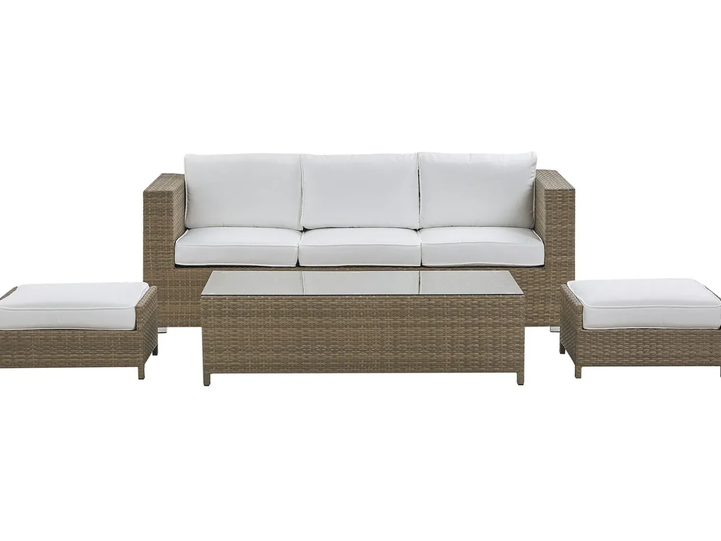 Set salotto da giardino con tavolo e pouf 5 posti BELLUNO Rattan sintetico (PE) Bianco