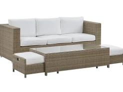 Set salotto da giardino con tavolo e pouf 5 posti BELLUNO Rattan sintetico (PE) Bianco