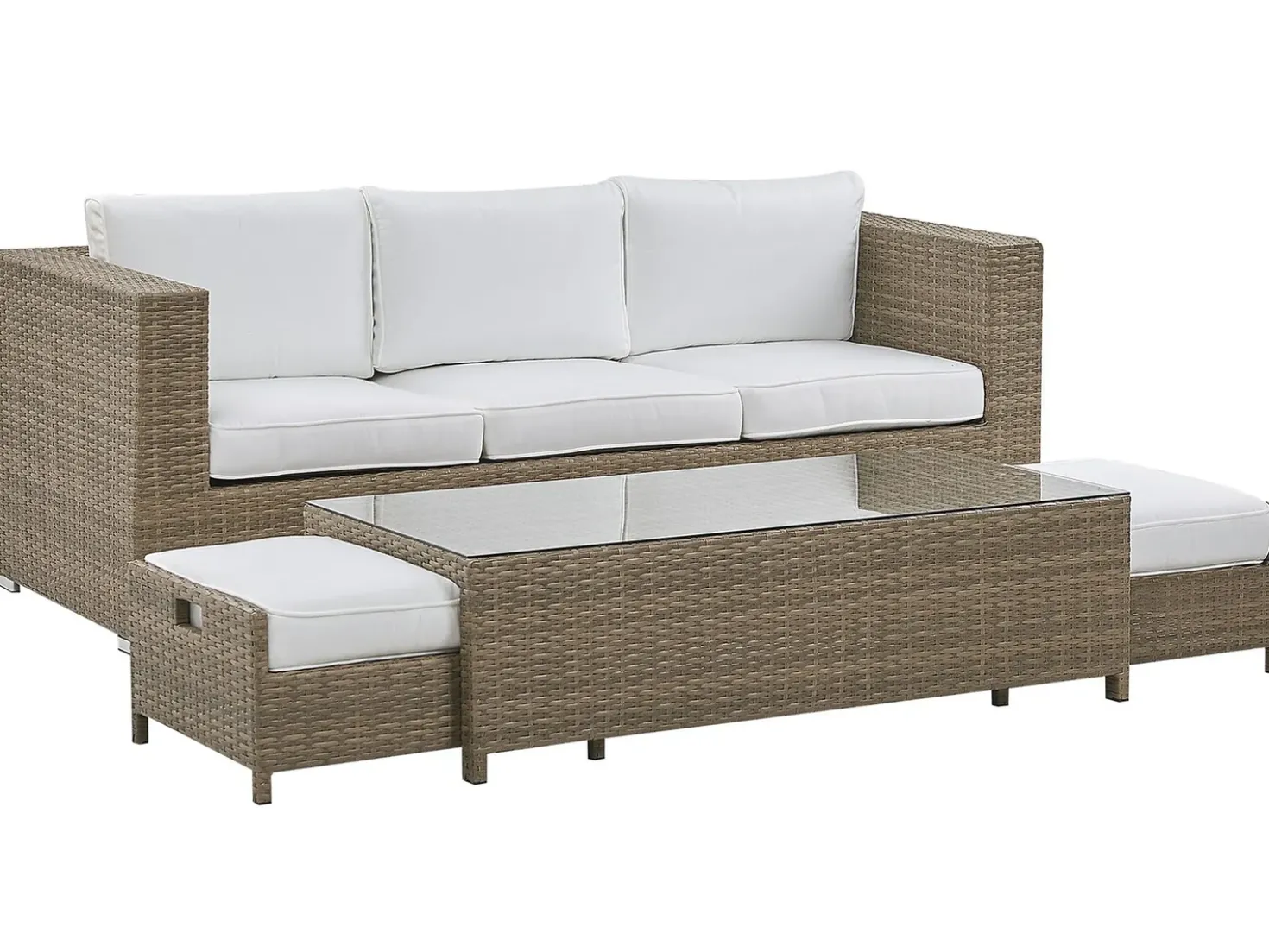 Set salotto da giardino con tavolo e pouf 5 posti BELLUNO Rattan sintetico (PE) Bianco