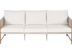 Set salotto da giardino con tavolo e pouf 5 posti NOLA Metallo Beige chiaro