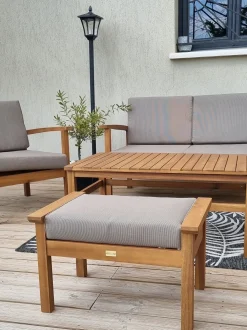 Set salotto da giardino con tavolo e pouf 4 posti MANILA Legno d'acacia Marrone chiaro