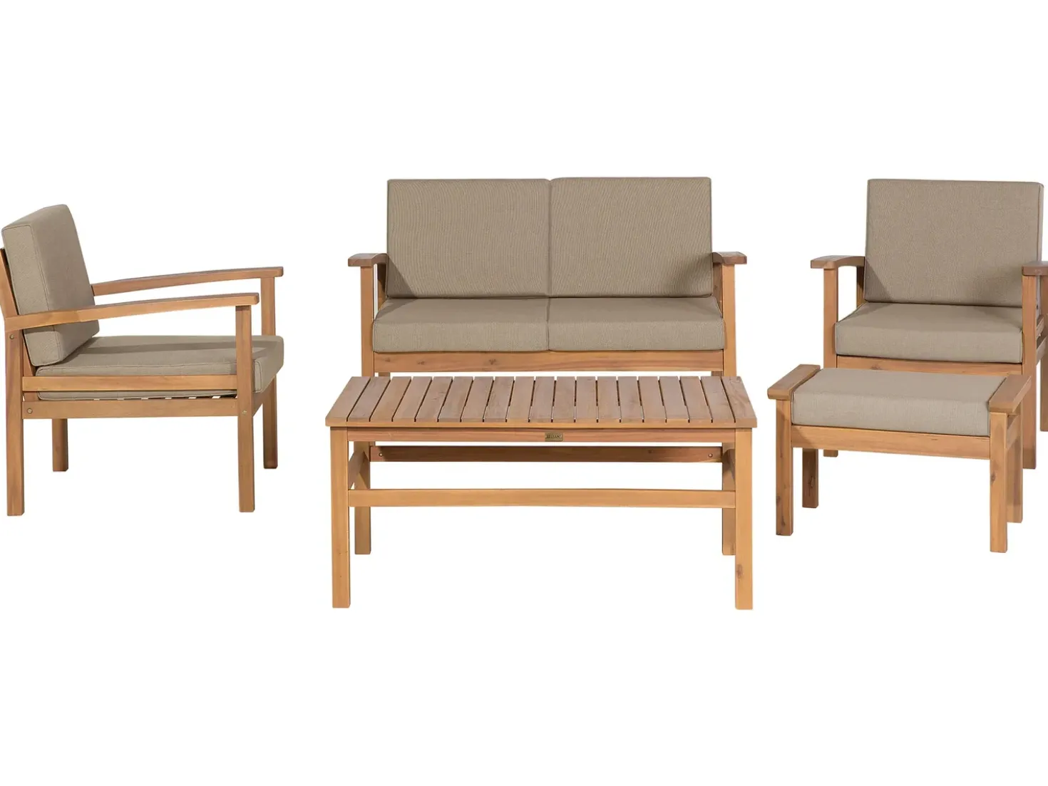 Set salotto da giardino con tavolo e pouf 4 posti MANILA Legno d'acacia Marrone chiaro