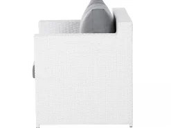 Set salotto da giardino con tavolo e pouf 6 posti ROMA Rattan sintetico (PE) Bianco