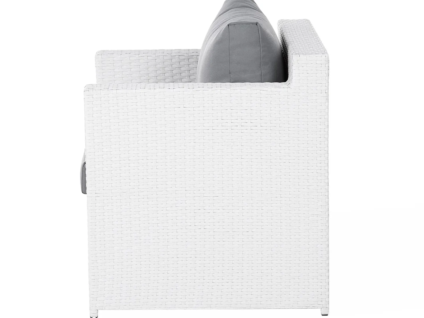 Set salotto da giardino con tavolo e pouf 6 posti ROMA Rattan sintetico (PE) Bianco