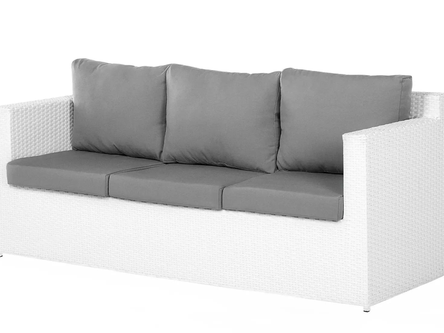 Set salotto da giardino con tavolo e pouf 6 posti ROMA Rattan sintetico (PE) Bianco