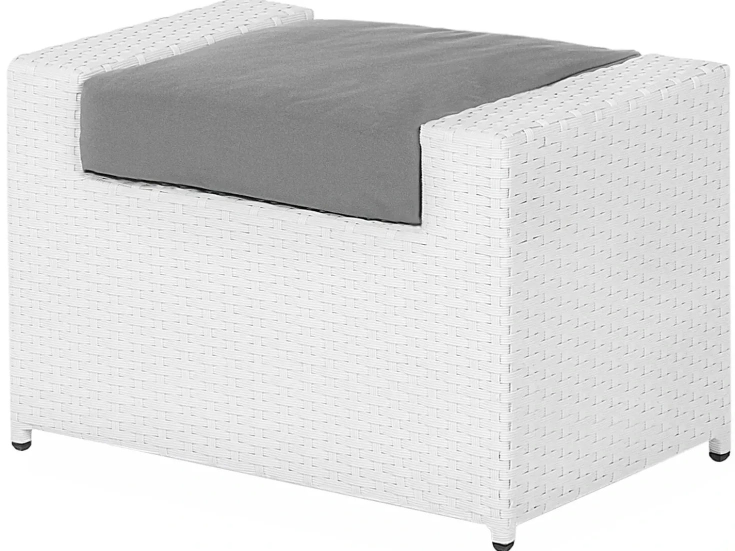 Set salotto da giardino con tavolo e pouf 6 posti ROMA Rattan sintetico (PE) Bianco