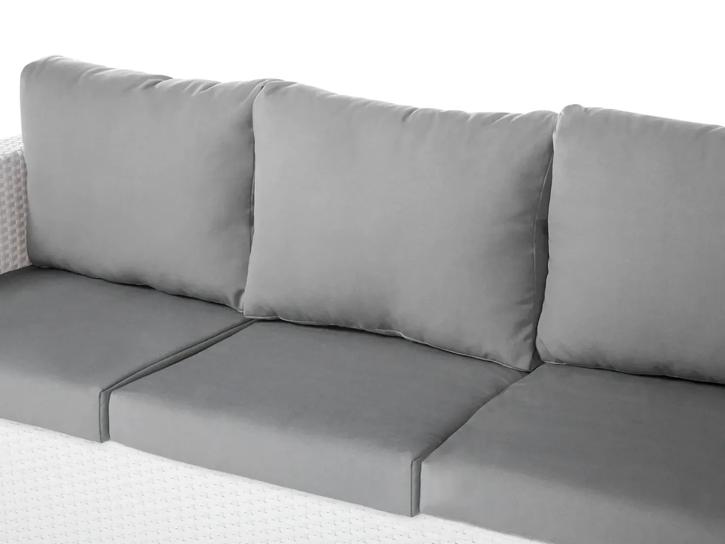 Set salotto da giardino con tavolo e pouf 6 posti ROMA Rattan sintetico (PE) Bianco