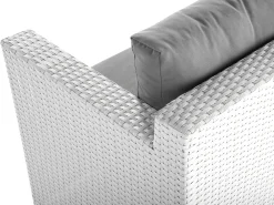 Set salotto da giardino con tavolo e pouf 6 posti ROMA Rattan sintetico (PE) Bianco