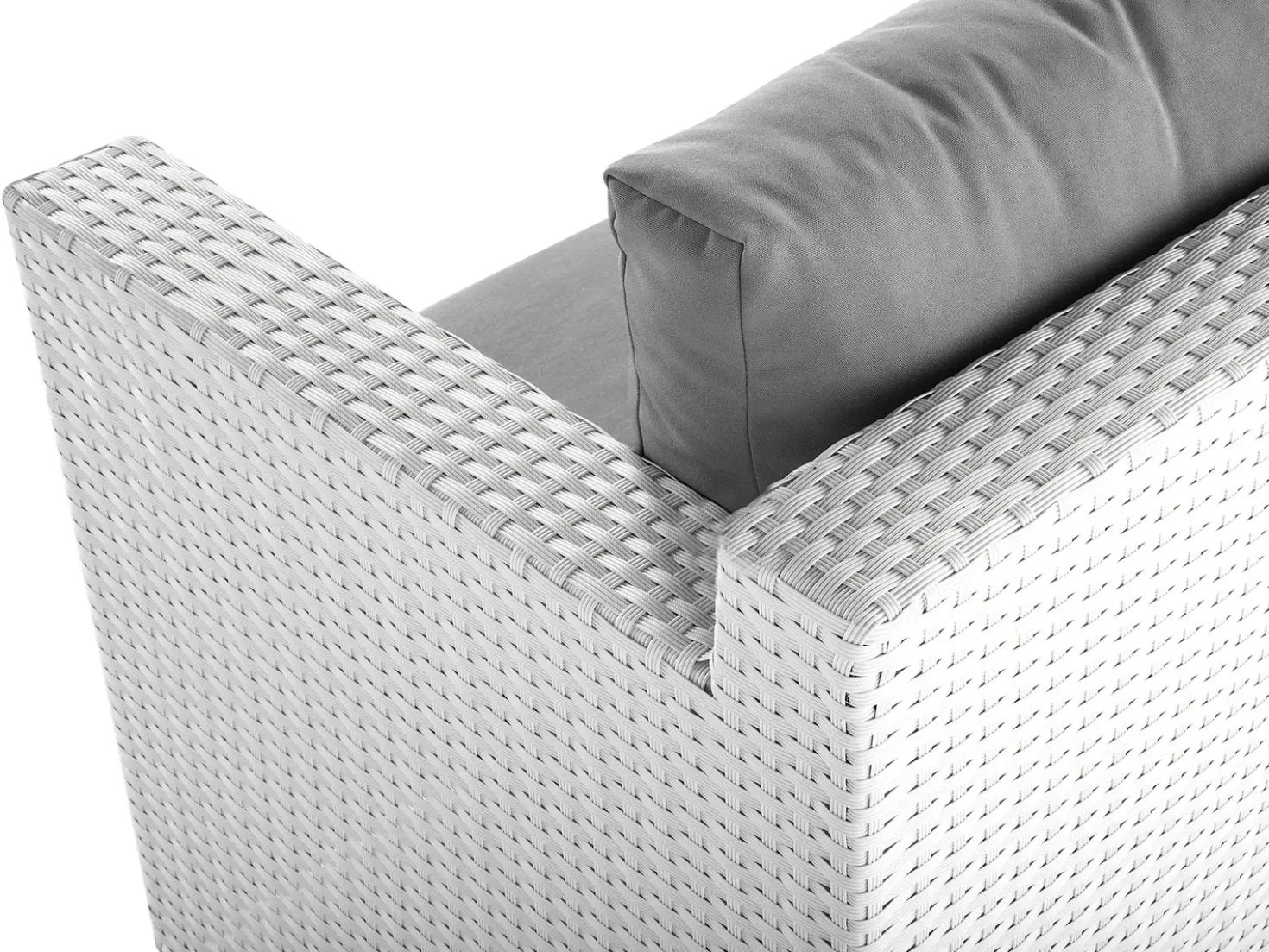 Set salotto da giardino con tavolo e pouf 6 posti ROMA Rattan sintetico (PE) Bianco