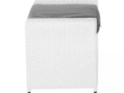 Set salotto da giardino con tavolo e pouf 6 posti ROMA Rattan sintetico (PE) Bianco