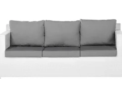 Set salotto da giardino con tavolo e pouf 6 posti ROMA Rattan sintetico (PE) Bianco