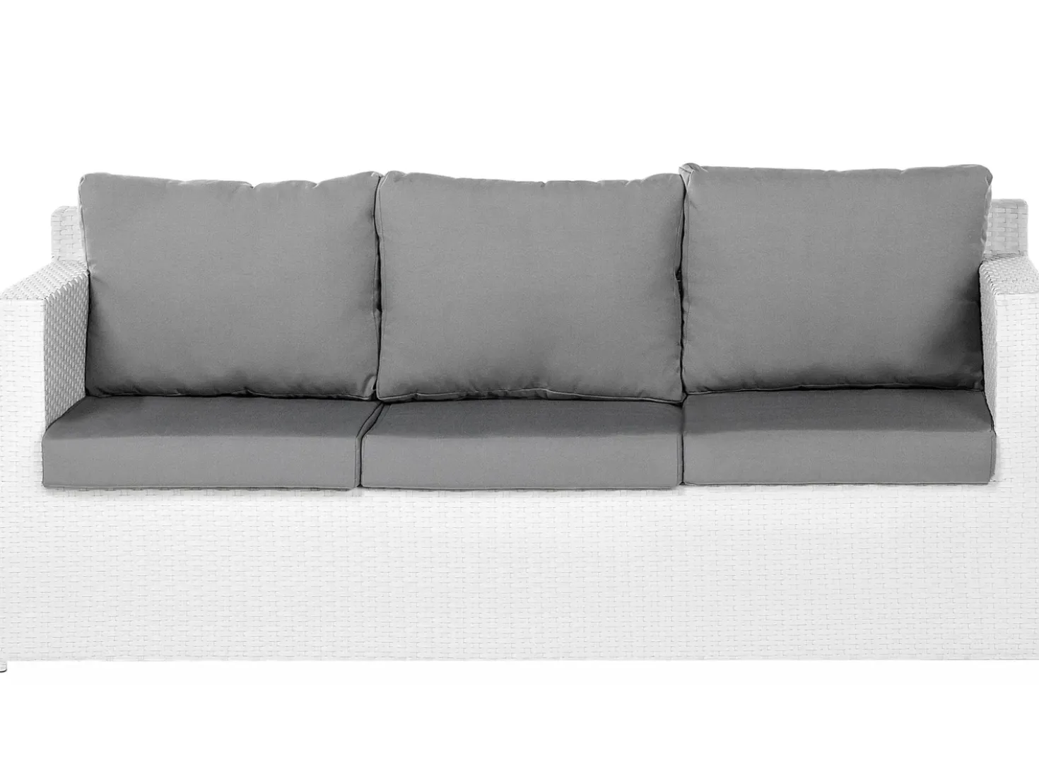 Set salotto da giardino con tavolo e pouf 6 posti ROMA Rattan sintetico (PE) Bianco
