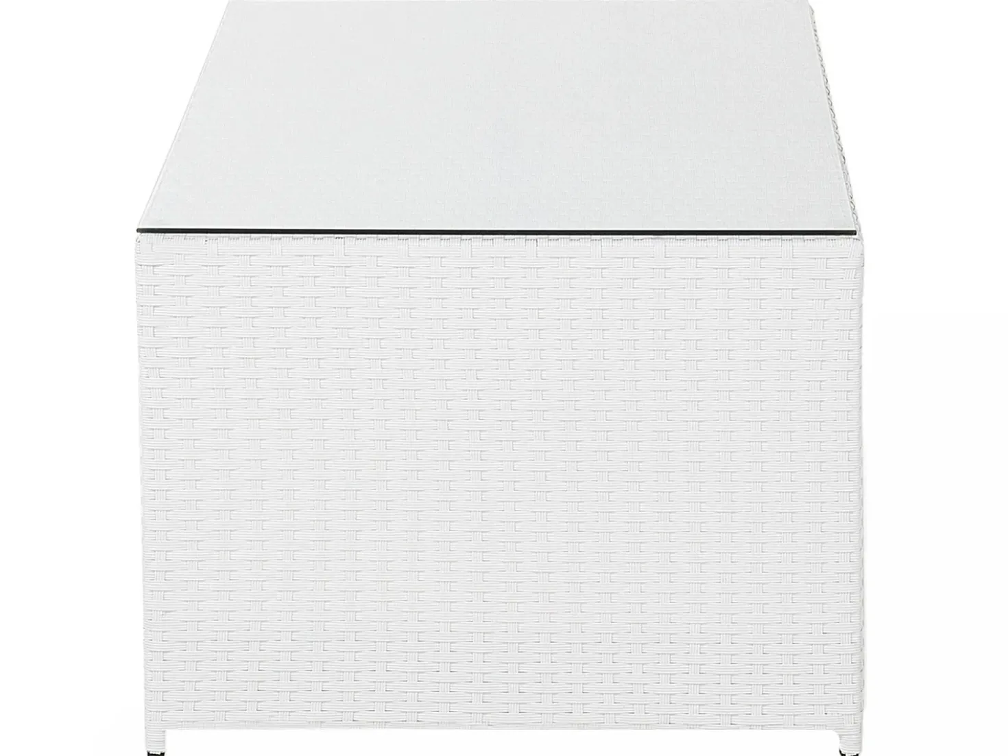 Set salotto da giardino con tavolo e pouf 6 posti ROMA Rattan sintetico (PE) Bianco