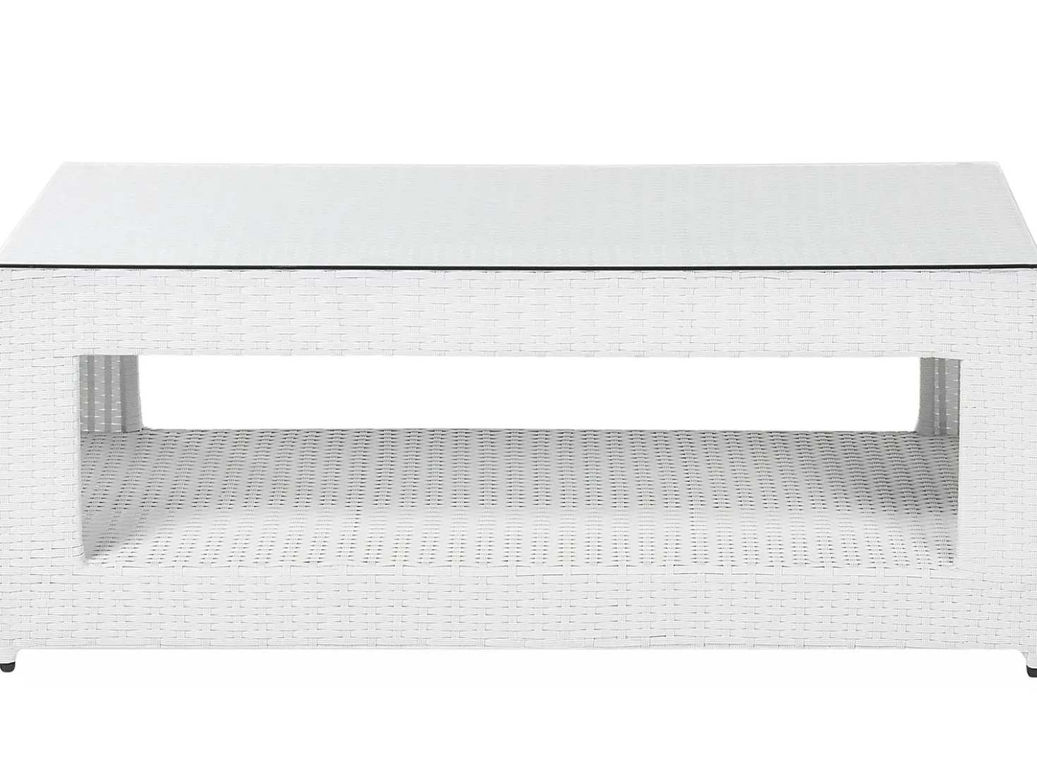 Set salotto da giardino con tavolo e pouf 6 posti ROMA Rattan sintetico (PE) Bianco