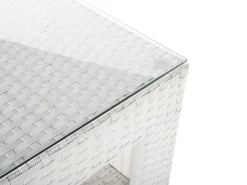 Set salotto da giardino con tavolo e pouf 6 posti ROMA Rattan sintetico (PE) Bianco