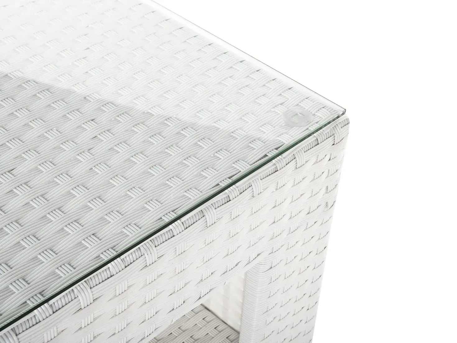 Set salotto da giardino con tavolo e pouf 6 posti ROMA Rattan sintetico (PE) Bianco