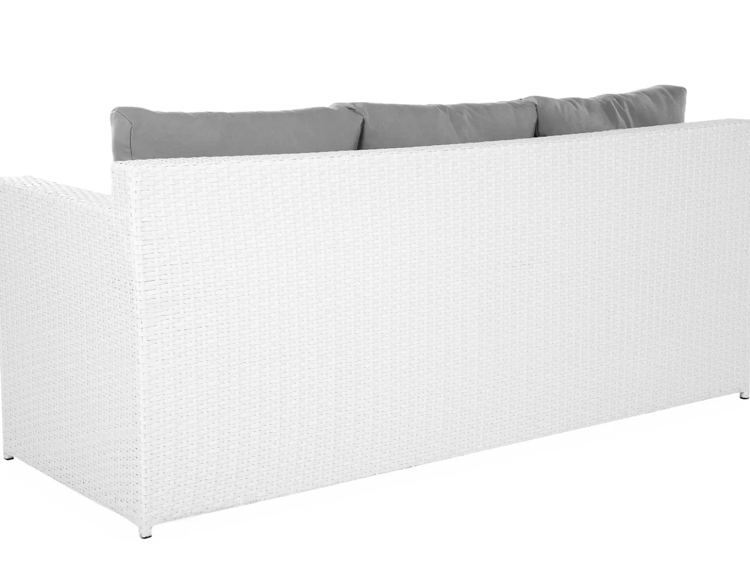 Set salotto da giardino con tavolo e pouf 6 posti ROMA Rattan sintetico (PE) Bianco