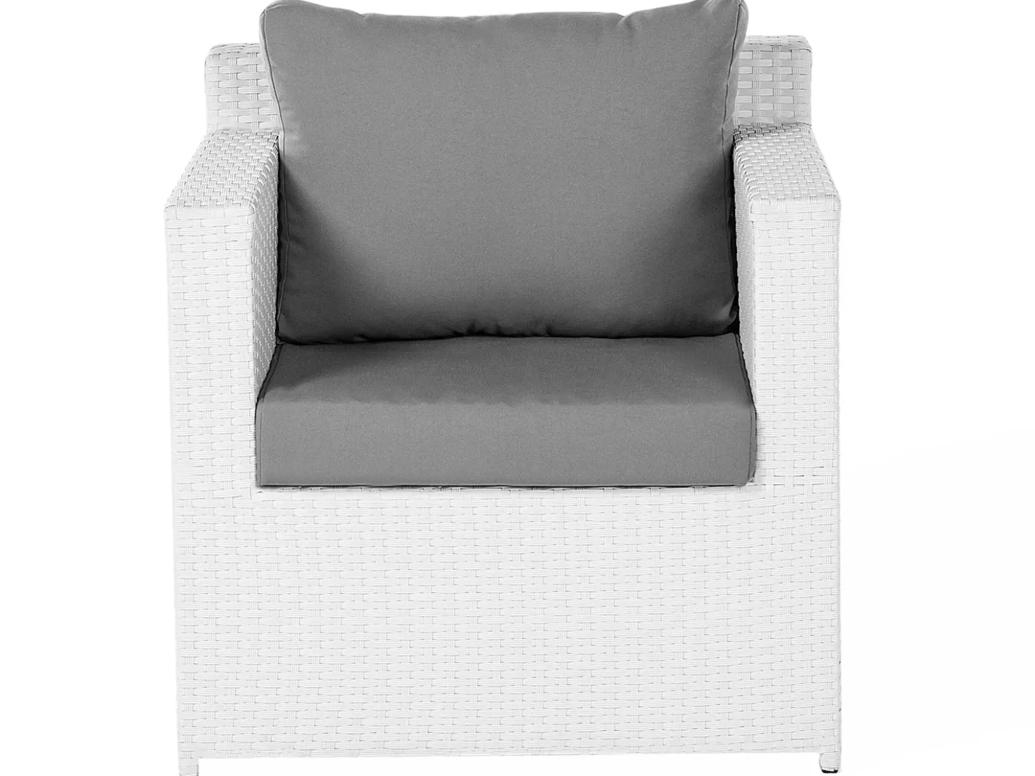 Set salotto da giardino con tavolo e pouf 6 posti ROMA Rattan sintetico (PE) Bianco