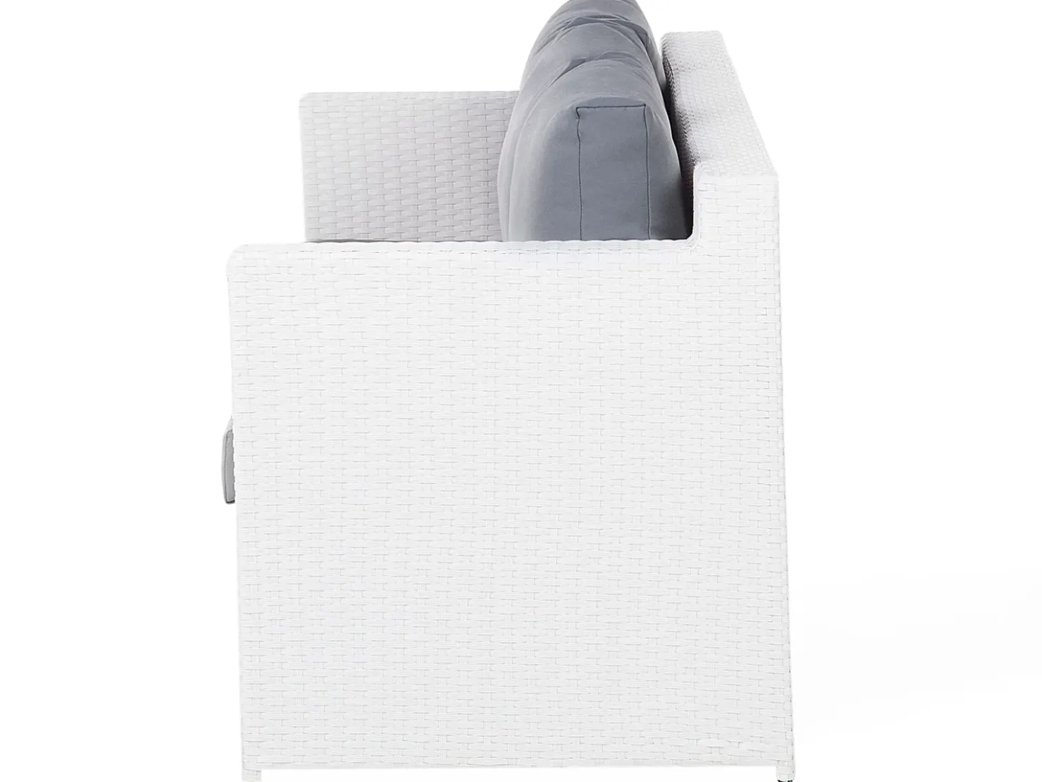Set salotto da giardino con tavolo e pouf 6 posti ROMA Rattan sintetico (PE) Bianco