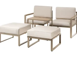 Set salotto da giardino con tavolo e pouf 2 posti NOCI Modulare Metallo Beige