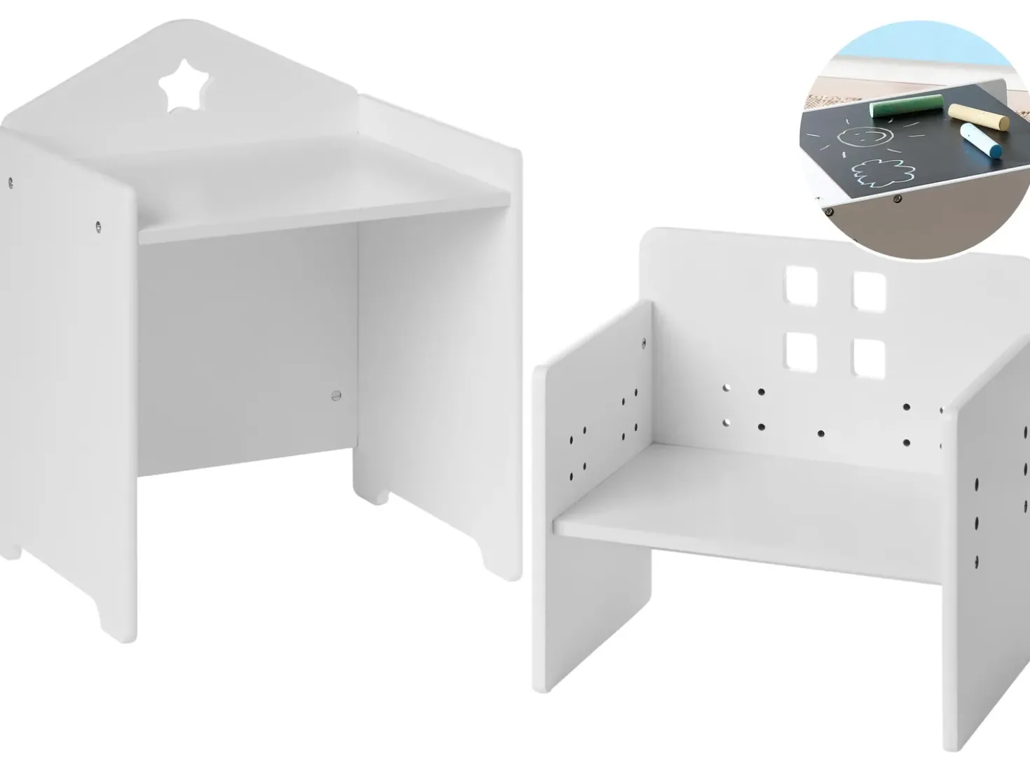 Set tavolo e sedie per bambini ELANORA Bianco Montessori