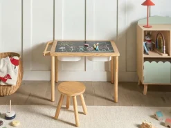 Set tavolo e sedie per bambini KEMPSEY Marrone chiaro Montessori con contenitore