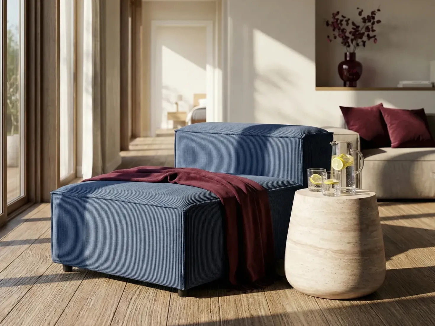 Sezione a 1 posto ARDAL Velluto a coste Blu scuro