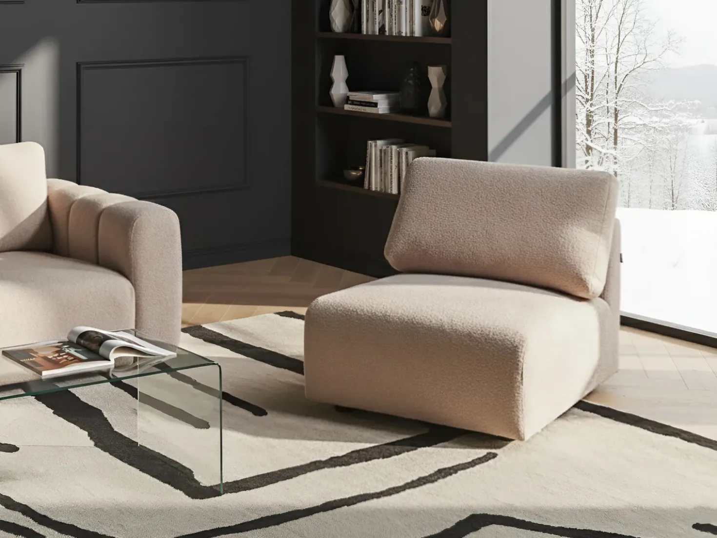 Sezione a 1 posto KIVVIK Bouclé Beige