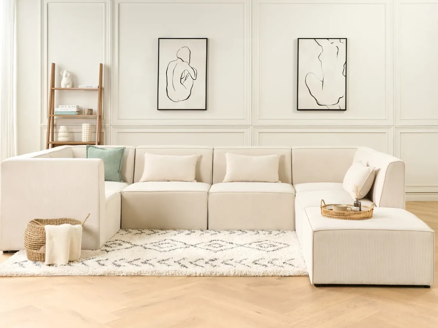 Sezione a 1 posto LEMVIG Velluto a coste Beige chiaro