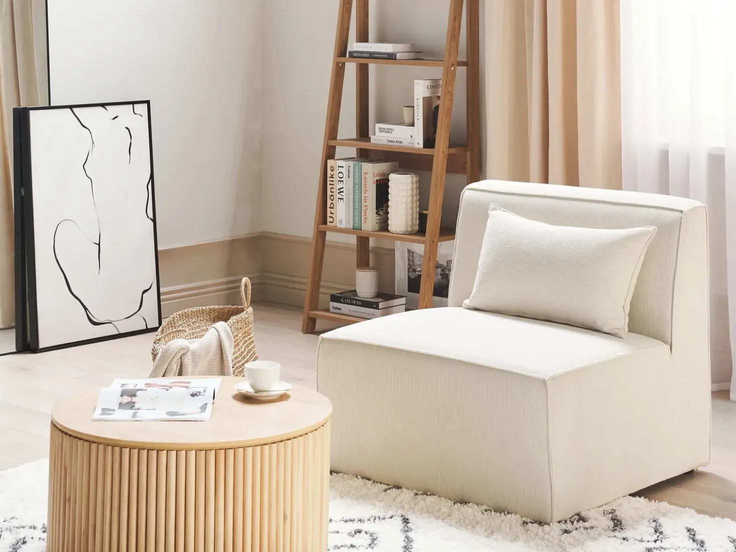 Sezione a 1 posto LEMVIG Velluto a coste Beige chiaro