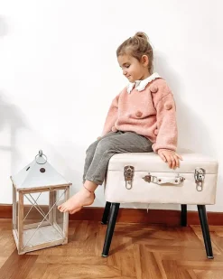 Sgabello contenitore MALLARD Pelle sintetica Beige
