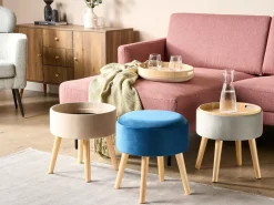 Sgabello contenitore NEELY Velluto Blu marino