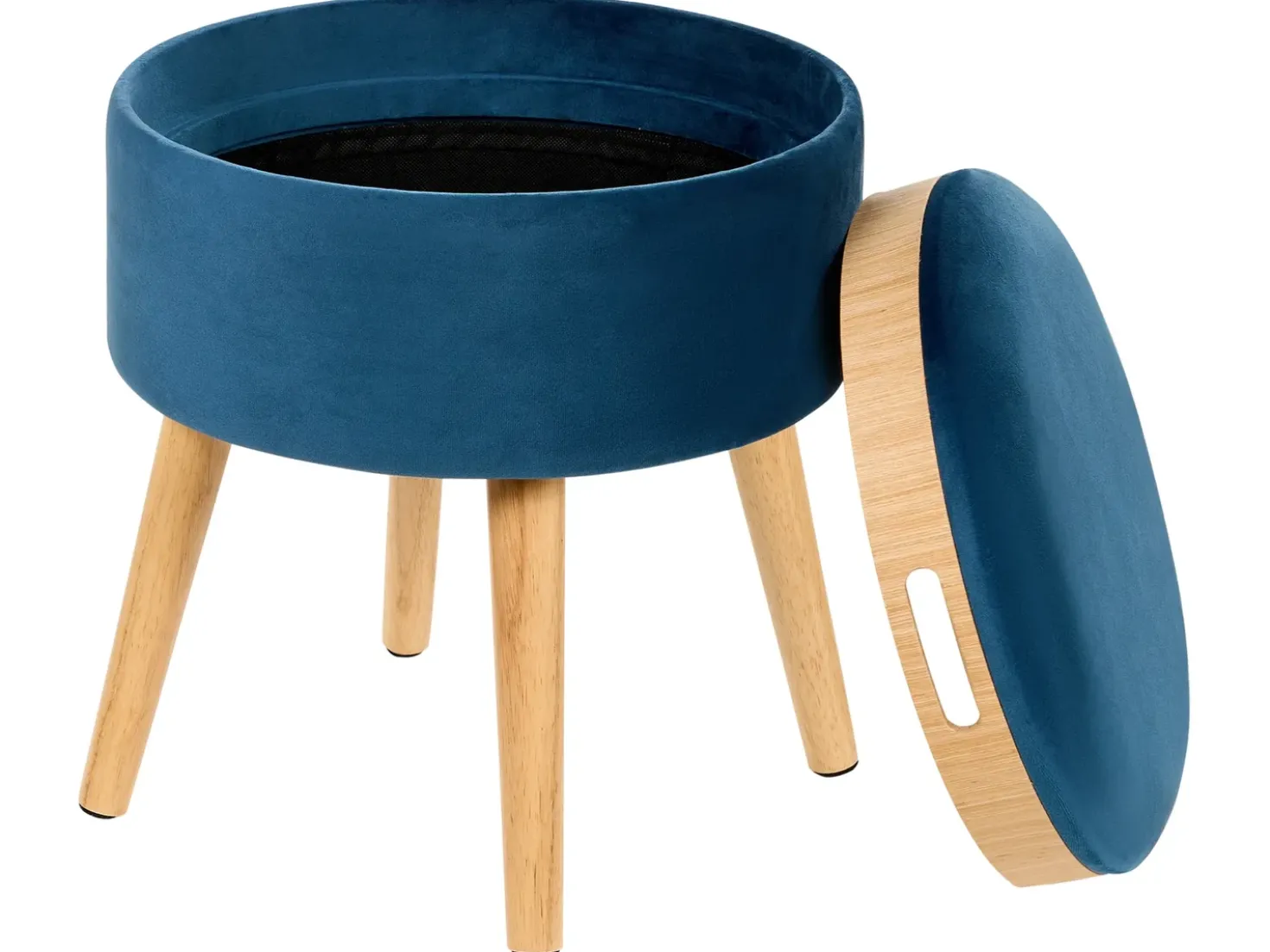 Sgabello contenitore NEELY Velluto Blu marino