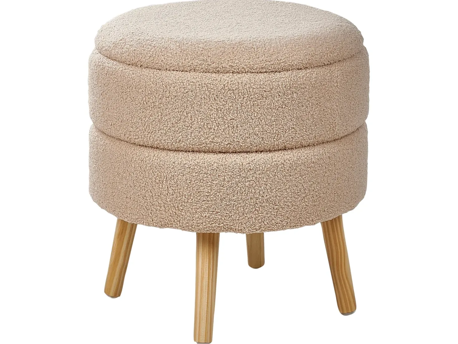 Sgabello contenitore OKATON Bouclé Beige