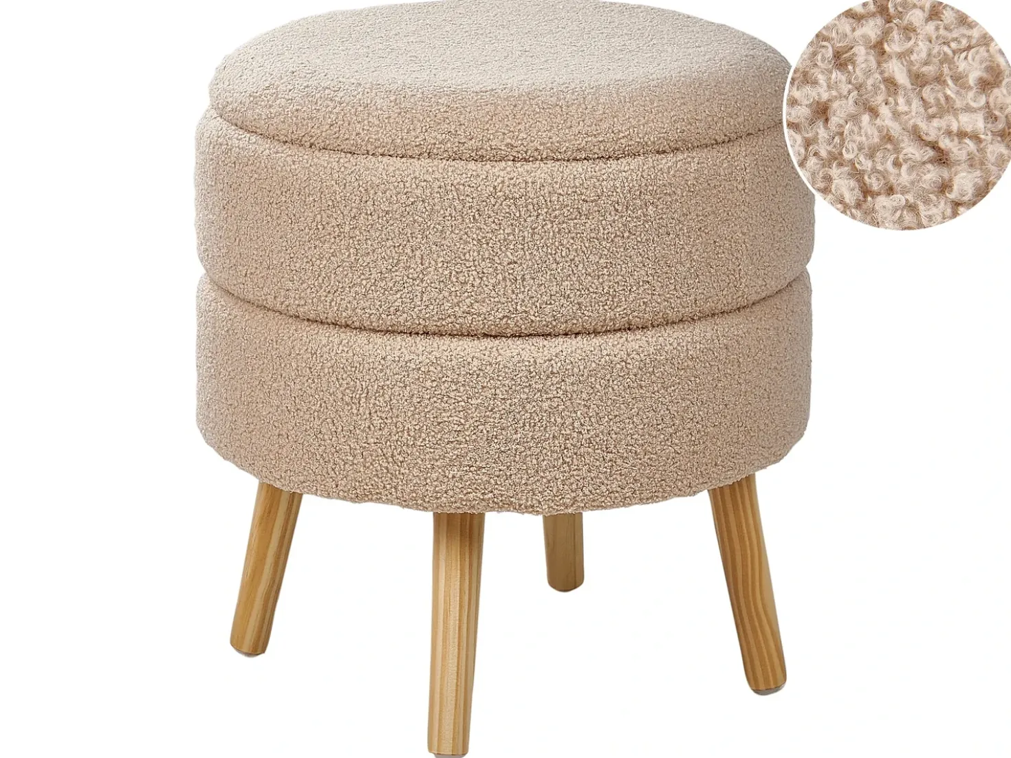 Sgabello contenitore OKATON Bouclé Beige