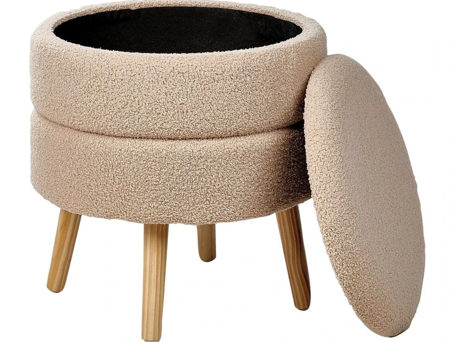 Sgabello contenitore OKATON Bouclé Beige