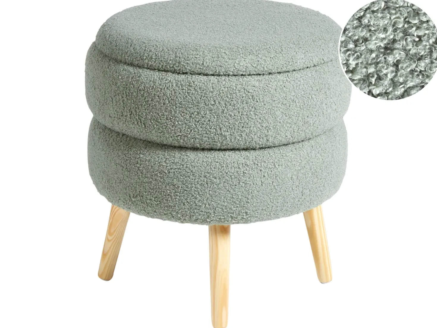 Sgabello contenitore OKATON Bouclé Verde