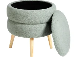 Sgabello contenitore OKATON Bouclé Verde