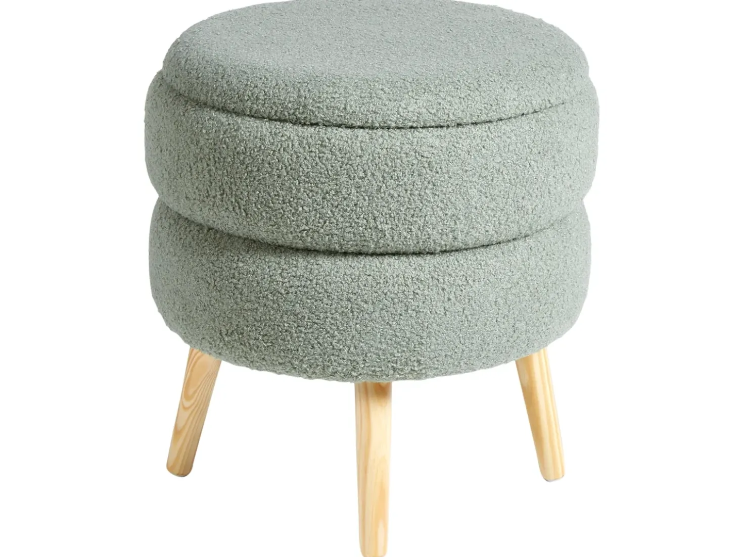 Sgabello contenitore OKATON Bouclé Verde